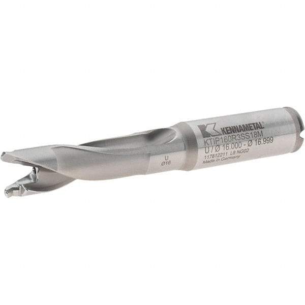 Kennametal - 16 to 16.99mm Diam, 3xD, 51mm Max Depth, 18mm Shank Diam, 70mm Flute, 122mm OAL, Replaceable Tip Drill - KTIP1600HPM Insert, U Seat Size, Series KenTIP - USA Tool & Supply