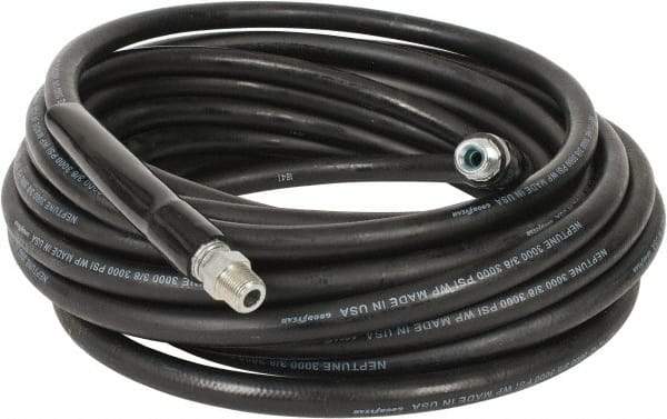 Continental ContiTech - 50' Long, 3/8" Fitting, Swivel Fitting, 0 to 250°F, Synthetic Rubber High Temp & High Pressure Hose - 3/8" Inside x 0.693" Outside Diam, Black, 3,000 psi - USA Tool & Supply