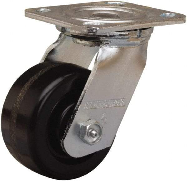 Hamilton - 4" Diam x 2" Wide x 5-5/8" OAH Top Plate Mount Swivel Caster - Phenolic, 800 Lb Capacity, Straight Roller Bearing, 4 x 4-1/2" Plate - USA Tool & Supply