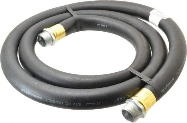 Continental ContiTech - 1" ID x 1-1/8" OD x 8' OAL, NPT Male x Male Petroleum Transfer Hose - 100 Max Working psi, 1" Fitting, Black - USA Tool & Supply