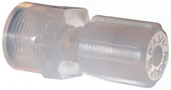 NewAge Industries - 1/4" Tube OD, PFA PTFE Plastic Compression Tube Female Connector - 3/8 NPT Pipe, 500°F Max, 3/8 Thread - USA Tool & Supply