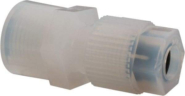 NewAge Industries - 3/8" Tube OD, PFA PTFE Plastic Compression Tube Female Connector - 3/8 NPT Pipe, 500°F Max, 3/8 Thread - USA Tool & Supply