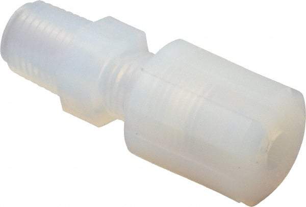NewAge Industries - 1/4" Tube OD, PFA PTFE Plastic Compression Tube Male Connector - 1/4 NPT Pipe, 500°F Max, 1/4 Thread - USA Tool & Supply