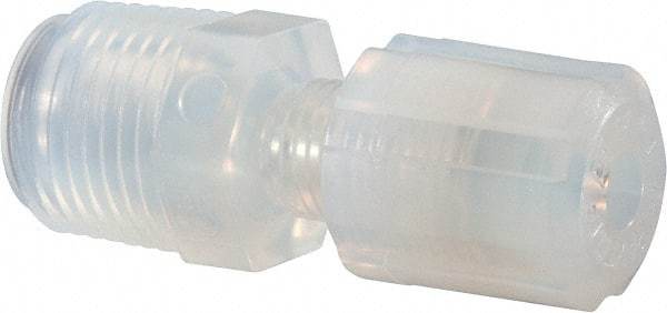 NewAge Industries - 1/4" Tube OD, PFA PTFE Plastic Compression Tube Male Connector - 1/2 NPT Pipe, 500°F Max, 1/2 Thread - USA Tool & Supply