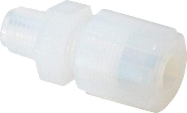 NewAge Industries - 3/8" Tube OD, PFA PTFE Plastic Compression Tube Male Connector - 1/4 NPT Pipe, 500°F Max, 1/4 Thread - USA Tool & Supply