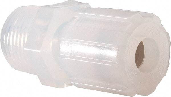 NewAge Industries - 3/8" Tube OD, PFA PTFE Plastic Compression Tube Male Connector - 1/2 NPT Pipe, 500°F Max, 1/2 Thread - USA Tool & Supply