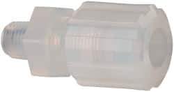 NewAge Industries - 1/2" Tube OD, PFA PTFE Plastic Compression Tube Male Connector - 1/4 NPT Pipe, 500°F Max, 1/4 Thread - USA Tool & Supply