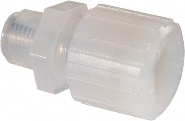 NewAge Industries - 3/4" Tube OD, PFA PTFE Plastic Compression Tube Male Connector - 1/2 NPT Pipe, 500°F Max, 1/2 Thread - USA Tool & Supply