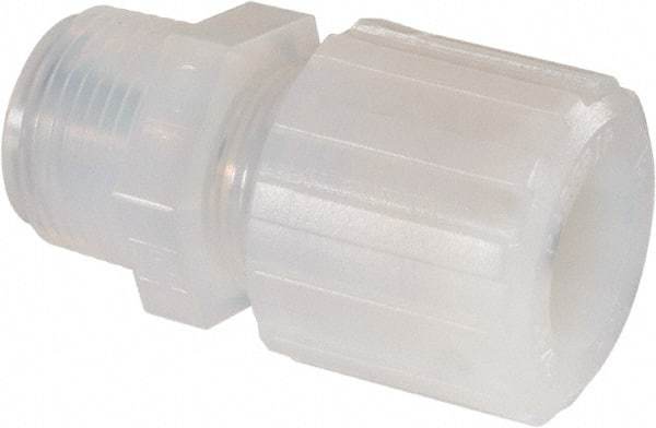 NewAge Industries - 3/4" Tube OD, PFA PTFE Plastic Compression Tube Male Connector - 3/4 NPT Pipe, 500°F Max, 3/4 Thread - USA Tool & Supply