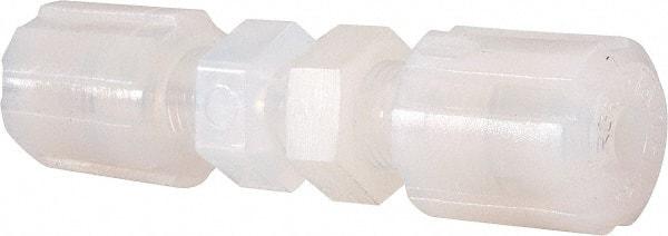 NewAge Industries - 1/4" Tube OD, PFA PTFE Plastic Compression Tube Bulkhead Union - 500°F Max - USA Tool & Supply