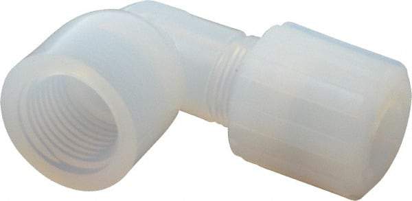 NewAge Industries - 1/2" Tube OD, PFA PTFE Plastic Compression Tube Female Elbow - 1/2 NPT Pipe, 500°F Max, 1/2 Thread - USA Tool & Supply
