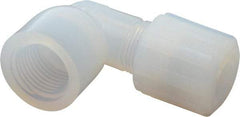 NewAge Industries - 1/2" Tube OD, PFA PTFE Plastic Compression Tube Female Elbow - 1/2 NPT Pipe, 500°F Max, 1/2 Thread - USA Tool & Supply