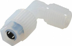NewAge Industries - 1/4" Tube OD, PFA PTFE Plastic Compression Tube Male Elbow - 1/4 NPT Pipe, 500°F Max, 1/4 Thread - USA Tool & Supply