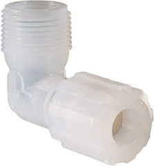 NewAge Industries - 1/2" Tube OD, PFA PTFE Plastic Compression Tube Male Elbow - 3/4 NPT Pipe, 500°F Max, 3/4 Thread - USA Tool & Supply