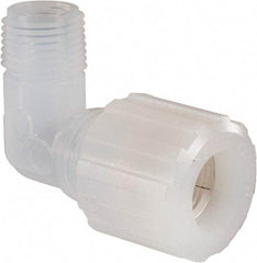 NewAge Industries - 3/4" Tube OD, PFA PTFE Plastic Compression Tube Male Elbow - 1/2 NPT Pipe, 500°F Max, 1/2 Thread - USA Tool & Supply