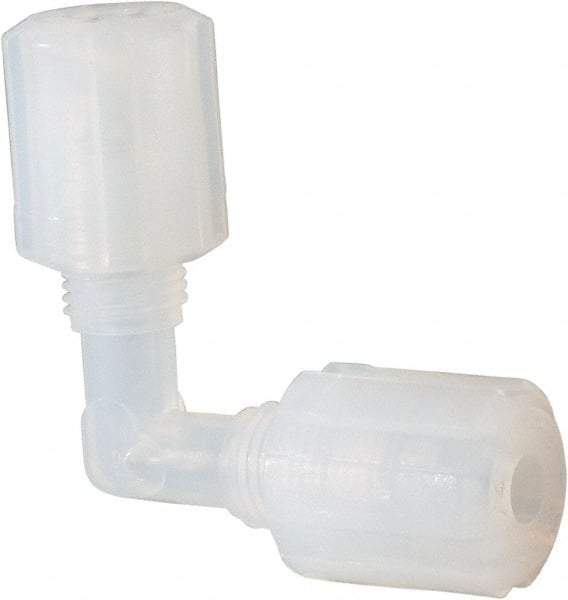 NewAge Industries - 1/4" Tube OD, PFA PTFE Plastic Compression Tube Union Elbow - 500°F Max - USA Tool & Supply