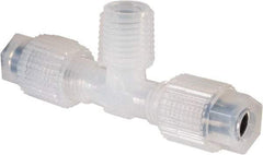 NewAge Industries - 1/4" Tube OD, PFA PTFE Plastic Compression Tube Male Branch Tee - 1/4 NPT Pipe, 500°F Max, 1/4 Thread - USA Tool & Supply
