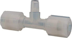 NewAge Industries - 1/4" Tube OD, PFA PTFE Plastic Compression Tube Male Branch Tee - 3/8 NPT Pipe, 500°F Max, 3/8 Thread - USA Tool & Supply