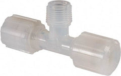 NewAge Industries - 3/8" Tube OD, PFA PTFE Plastic Compression Tube Male Branch Tee - 3/8 NPT Pipe, 500°F Max, 3/8 Thread - USA Tool & Supply