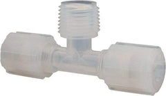 NewAge Industries - 3/8" Tube OD, PFA PTFE Plastic Compression Tube Male Branch Tee - 1/2 NPT Pipe, 500°F Max, 1/2 Thread - USA Tool & Supply
