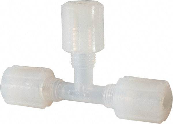 NewAge Industries - 1/4" Tube OD, PFA PTFE Plastic Compression Tube Union Tee - 500°F Max - USA Tool & Supply