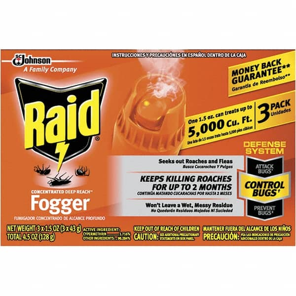 Raid - Pack of (3), 1.5 oz Cans, Fluid Ounce Bug & Flying Insect Killer - USA Tool & Supply