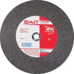 Sait - 10" 36 Grit Aluminum Oxide Cutoff Wheel - 1/8" Thick, 5/8" Arbor, 6,100 Max RPM, Use with Stationary Tools - USA Tool & Supply