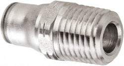 Legris - 8mm Outside Diam, 3/8 BSPT, Stainless Steel Push-to-Connect Male Connector - 435 Max psi, Tube to Male BSPT Connection, FKM O-Ring - USA Tool & Supply