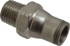 Legris - 3/8" Outside Diam, 1/4 NPT, Stainless Steel Push-to-Connect Male Connector - 435 Max psi, Tube to Male NPT Connection, FKM O-Ring - USA Tool & Supply