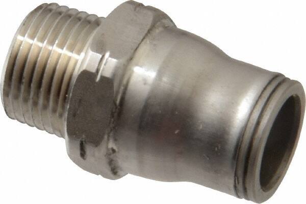 Legris - 1/2" Outside Diam, 3/8 NPT, Stainless Steel Push-to-Connect Male Connector - 435 Max psi, Tube to Male NPT Connection, FKM O-Ring - USA Tool & Supply