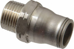Legris - 1/2" Outside Diam, 3/8 NPT, Stainless Steel Push-to-Connect Male Connector - 435 Max psi, Tube to Male NPT Connection, FKM O-Ring - USA Tool & Supply