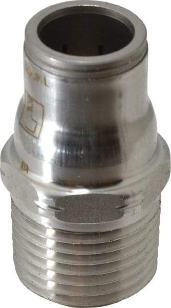 Legris - 1/2" Outside Diam, 1/2 NPT, Stainless Steel Push-to-Connect Male Connector - 435 Max psi, Tube to Male NPT Connection, FKM O-Ring - USA Tool & Supply