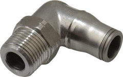 Legris - 3/8" Outside Diam, 3/8 NPT, Stainless Steel Push-to-Connect Male Elbow - 435 Max psi, Tube to Male NPT Connection, FKM O-Ring - USA Tool & Supply