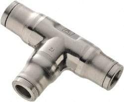 Legris - 1/4" Outside Diam, Stainless Steel Push-to-Connect Union Tee - 435 Max psi, Tube to Tube Connection, FKM O-Ring - USA Tool & Supply