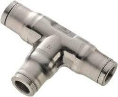 Legris - 1/4" Outside Diam, Stainless Steel Push-to-Connect Union Tee - 435 Max psi, Tube to Tube Connection, FKM O-Ring - USA Tool & Supply