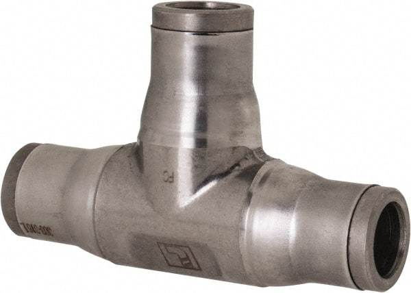 Legris - 3/8" Outside Diam, Stainless Steel Push-to-Connect Union Tee - 435 Max psi, Tube to Tube Connection, FKM O-Ring - USA Tool & Supply