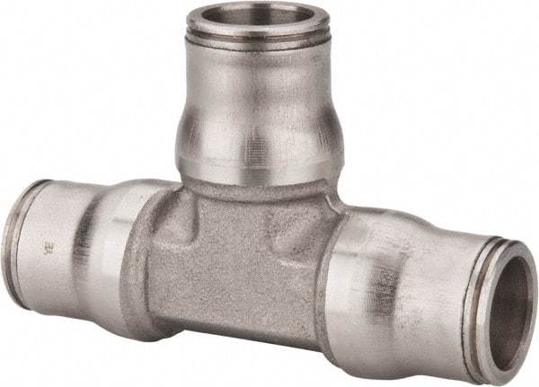 Legris - 1/2" Outside Diam, Stainless Steel Push-to-Connect Union Tee - 435 Max psi, Tube to Tube Connection, FKM O-Ring - USA Tool & Supply
