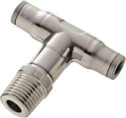 Legris - 5/32" Outside Diam, 1/8 NPT, Stainless Steel Push-to-Connect Male Branch Tee - 435 Max psi, FKM O-Ring, Tube to Male NPT - USA Tool & Supply