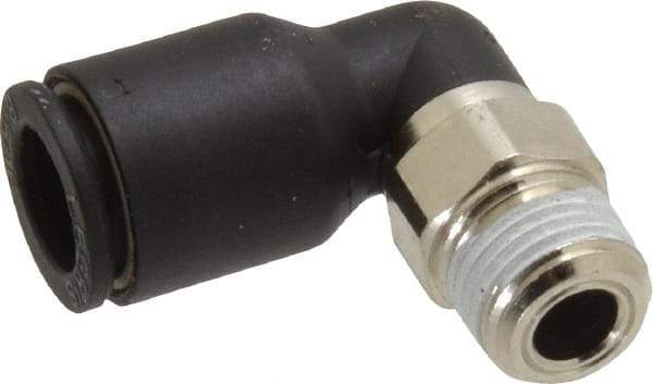 Legris - 5/16" OD, 1/4 NPT, Nylon/Nickel Plated Brass Push-to-Connect Male Elbow - 290 Max psi - USA Tool & Supply
