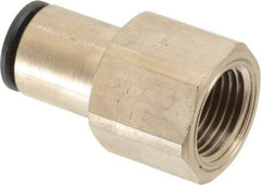 Legris - 3/8" Outside Diam, 3/8 NPT, Nickel Plated Brass Push-to-Connect Tube Female Connector - 290 Max psi - USA Tool & Supply