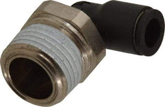 Legris - 1/4" OD, 3/8 NPT, Nylon/Nickel Plated Brass Push-to-Connect Male Elbow - 290 Max psi - USA Tool & Supply
