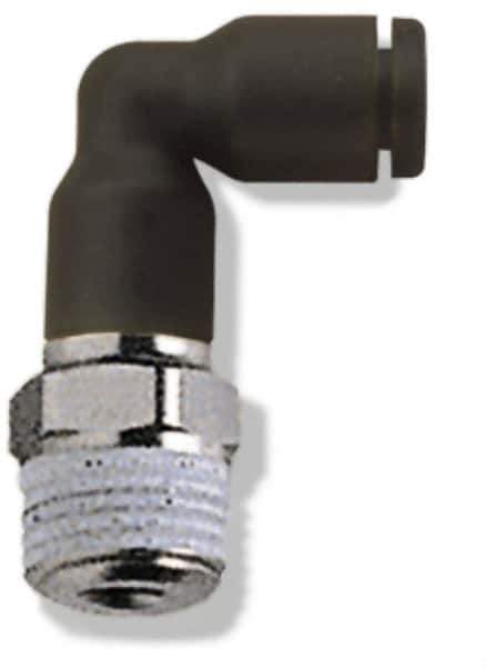 Legris - 5/32" OD, 1/4 NPT, Nylon/Nickel Plated Brass Push-to-Connect Extended Male Elbow - 290 Max psi - USA Tool & Supply