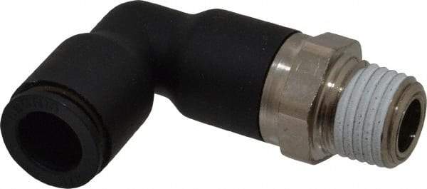 Legris - 3/8" OD, 1/4 NPT, Nylon/Nickel Plated Brass Push-to-Connect Extended Male Elbow - 290 Max psi - USA Tool & Supply