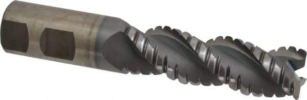 Cleveland - 1" Diam, Coarse Pitch, 3" LOC, 3 Flute Powdered Metal 0.06" Corner Radius Roughing End Mill - TiCN Finish, 5-1/2" OAL, 1" Shank Diam, Single End, Centercutting, 42° Helix - USA Tool & Supply