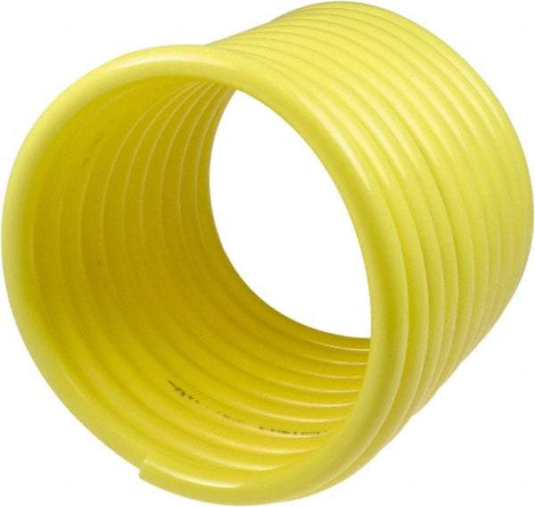 Coilhose Pneumatics - 1/2" ID, 100' Long, Yellow Nylon Coiled & Self Storing Hose - 170 Max psi, No Fittings - USA Tool & Supply