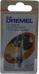 Dremel - 1/2" Diam, 1-1/4" Overall Length, High Speed Steel, Chamfer, Edge Profile Router Bit - 1/8" Shank Diam x 1/8" Shank Length, Uncoated - USA Tool & Supply