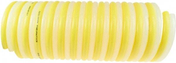 Coilhose Pneumatics - 1/8" ID, 50' Long, Yellow & Natural Nylon Coiled & Self Storing Hose - 315 Max psi, No Fittings - USA Tool & Supply