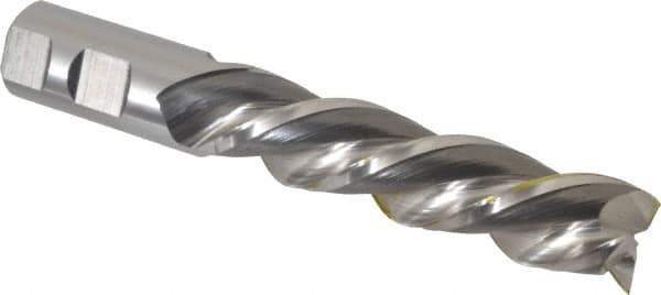 Cleveland - 1", 4" LOC, 1" Shank Diam, 6-1/2" OAL, 3 Flute, Powdered Metal Square End Mill - Single End, Uncoated, Spiral Flute, 42° Helix, Centercutting, Left Hand Cut, Left Hand Flute, Series PM-539L - USA Tool & Supply