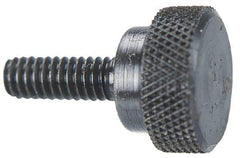 Morton Machine Works - #4-40 Knurled Shoulder Grade C-12L14 Steel Thumb Screw - 11/16" OAL, 3/8" Head Diam x 3/16" Head Height, Black Oxide Finish - USA Tool & Supply