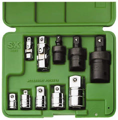 SK - 9 Piece Universal & Socket Adapter Set - 1/4F x 3/8M, 3/8F x 1/4M, 3/8F x 1/2M, 1/2F x 3/8M, 1/2F x 3/4M" 1/4, 3/8 & Impact 1/4, 3/8, 1/2" - USA Tool & Supply